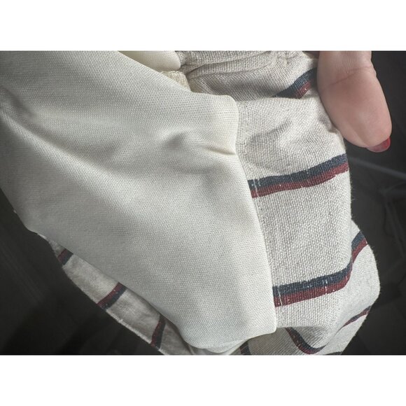 Striped Cotton Linen Blend Knee-Length Skirt With Button Front & Tie Waist‎ - Picture 6 of 6